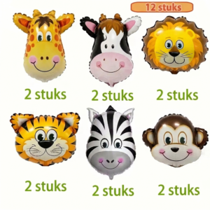 Dieren Folieballonnen (12 stuks)