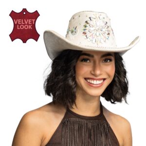 beige cowboyhoed met strass