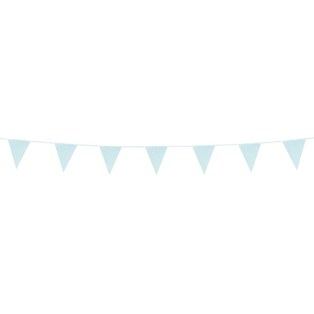 Vlaggenlijn glitter lichtblauw – Kartonnen slinger 6 meter feestdecoratie - Afbeelding 2