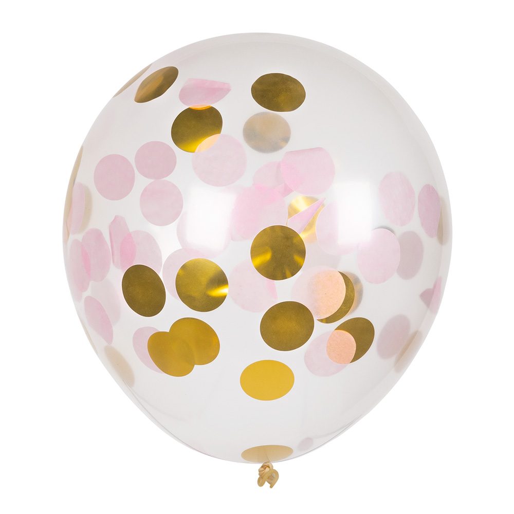 confettiballonnen roze goud set 5 stuks