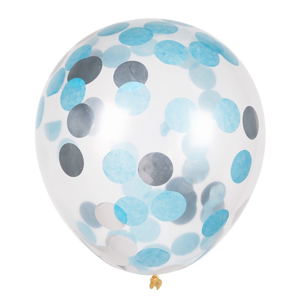 confettiballonnen blauw zilver set 5 stuks