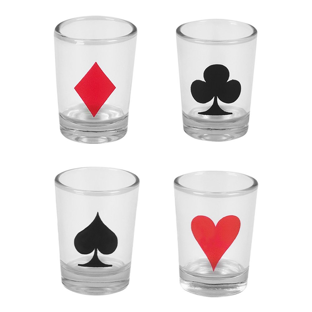 Drinking poker drankspel – Set met fiches, kaarten en shotglaasjes - Afbeelding 2