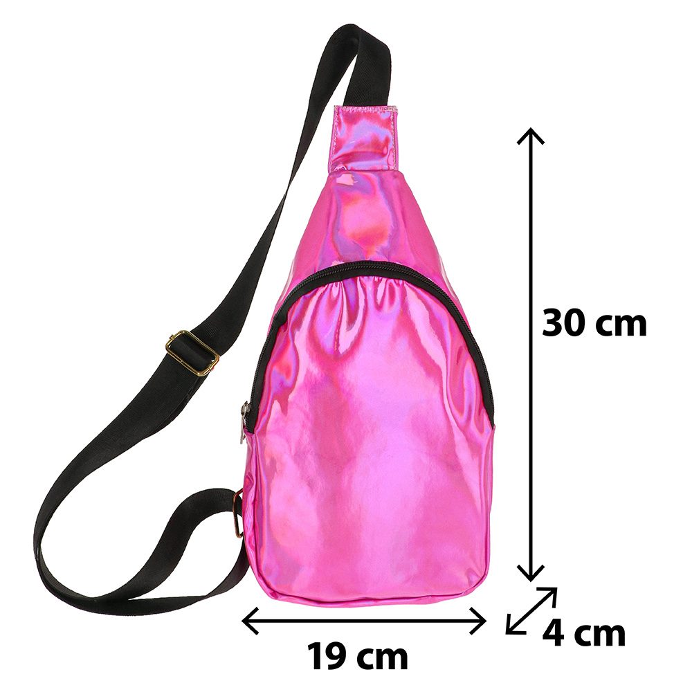 Holografische crossbody tas roze – festival tas (30 cm) - Afbeelding 3