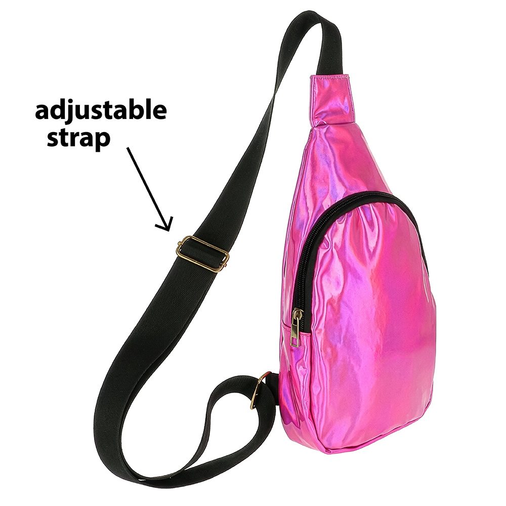 Holografische crossbody tas roze – festival tas (30 cm) - Afbeelding 4