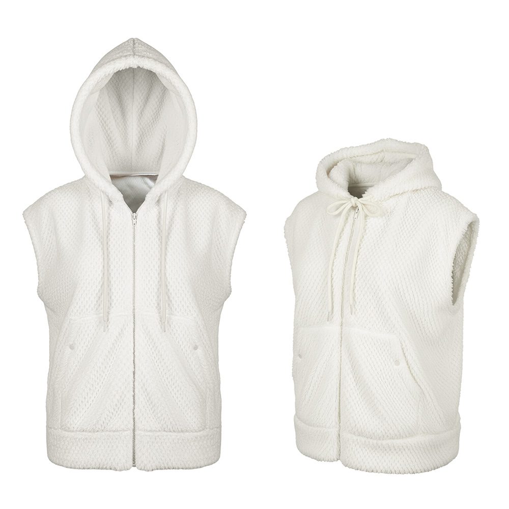 Fluffy bodywarmer wit β festival hoodie zonder mouwen (M & L/XL) - Afbeelding 3