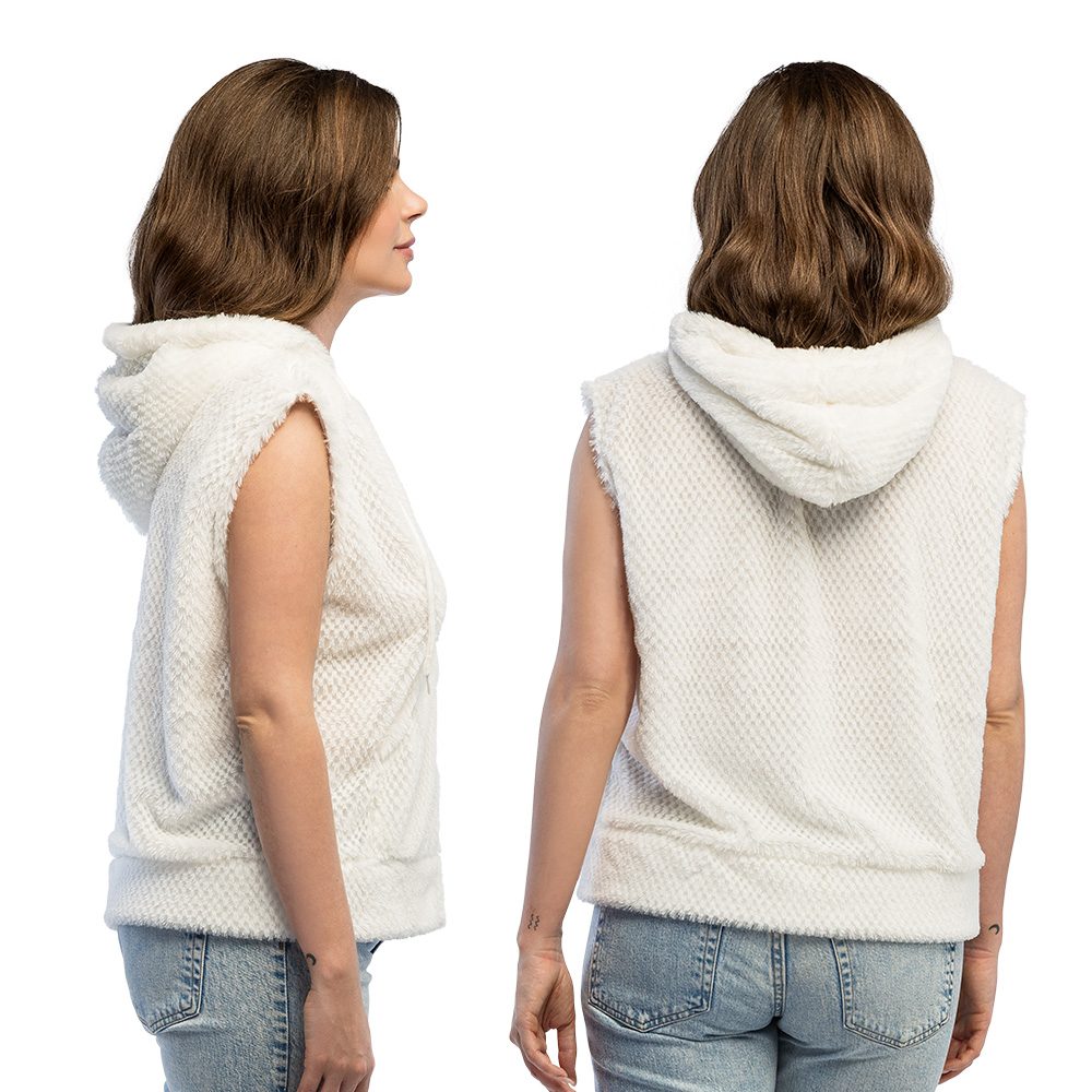 Fluffy bodywarmer wit β festival hoodie zonder mouwen (M & L/XL) - Afbeelding 5