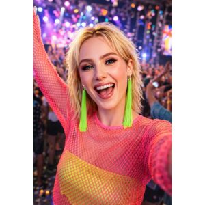 neon festival oorbellen