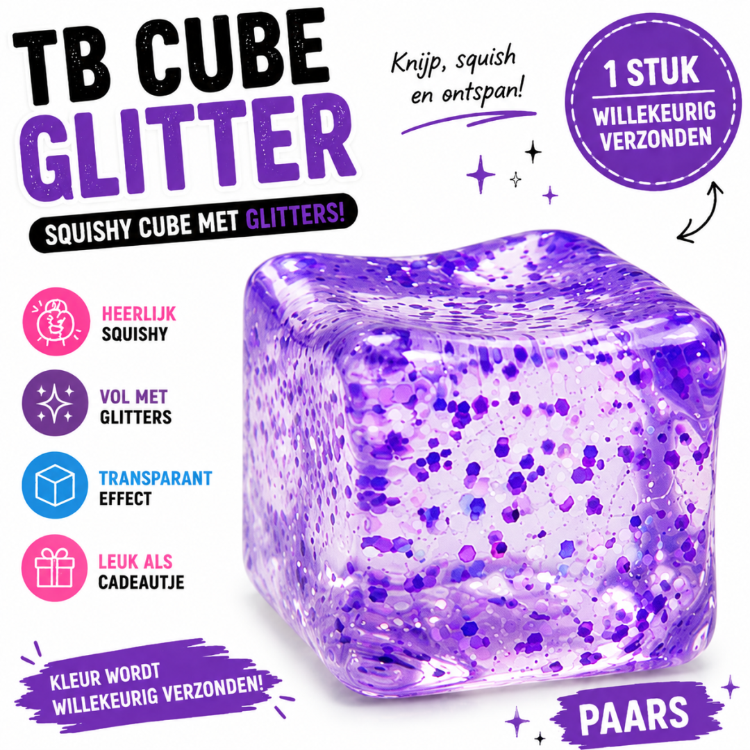 ✨ TB Cube Glitter – Squishy Cube met Glitters - Afbeelding 5