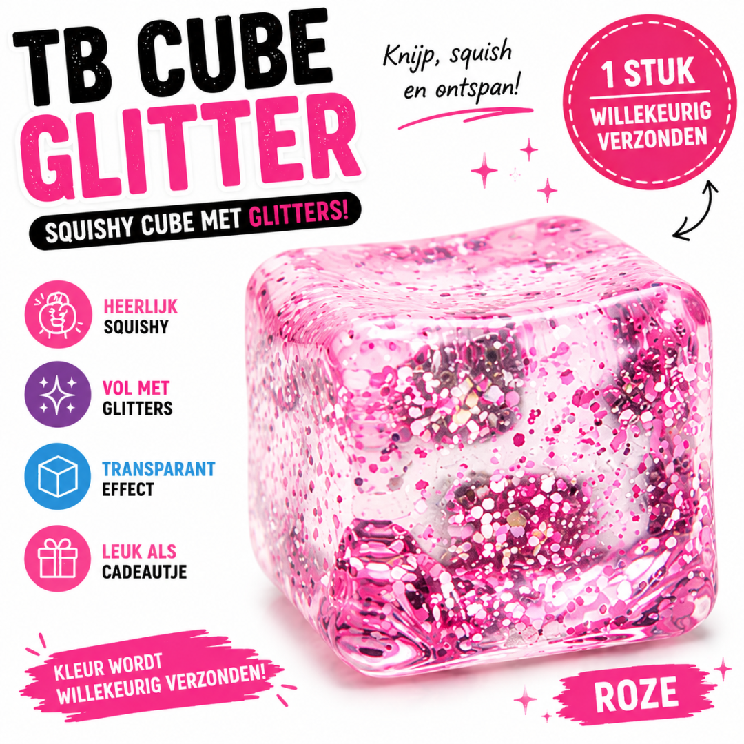 ✨ TB Cube Glitter – Squishy Cube met Glitters - Afbeelding 3